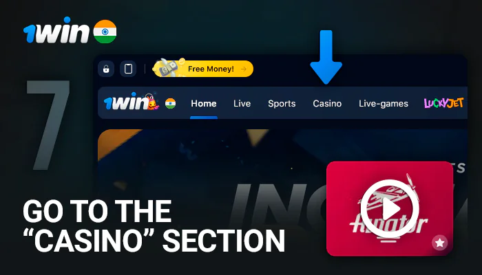 Go to 1Win online casino and select Aviator